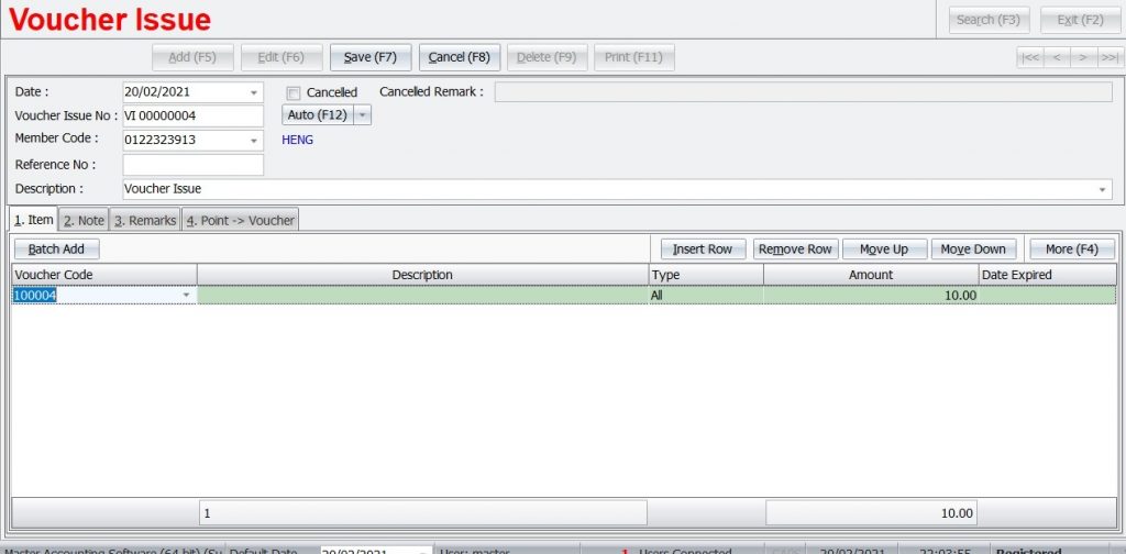 MASTER POS VOUCHER & MEMBER POINT – CBS Software Solution