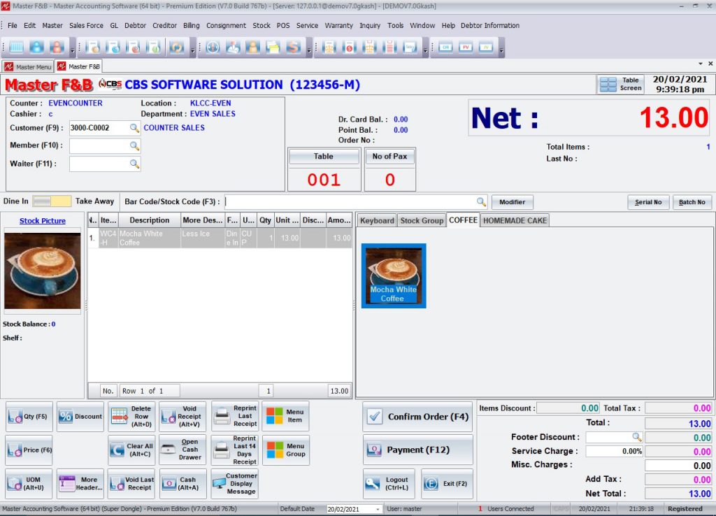 MASTER F&B – CBS Software Solution