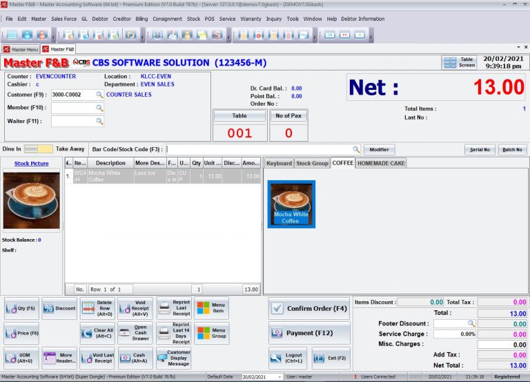 MASTER F&B – CBS Software Solution